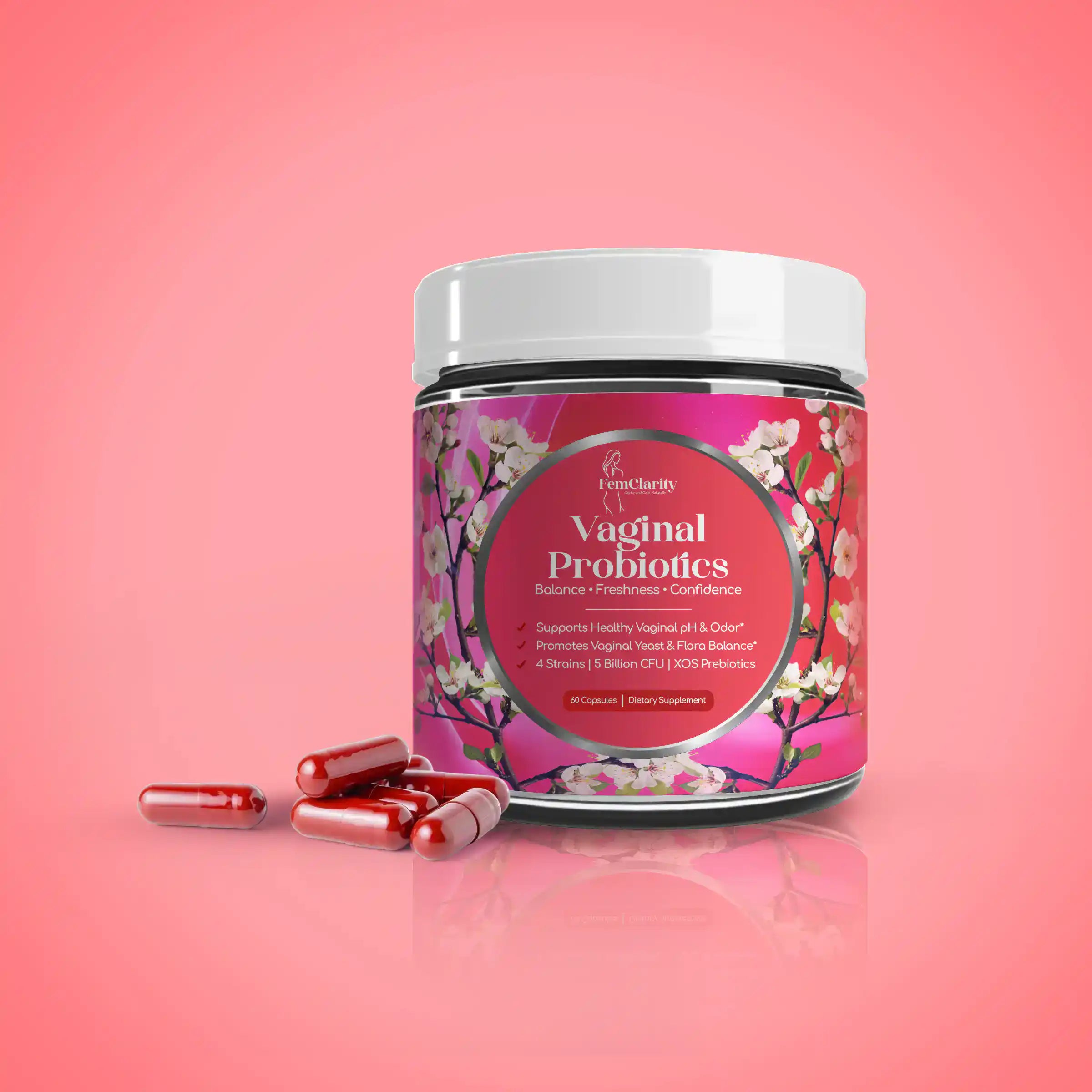 Vaginal probiotics packaging with pink background