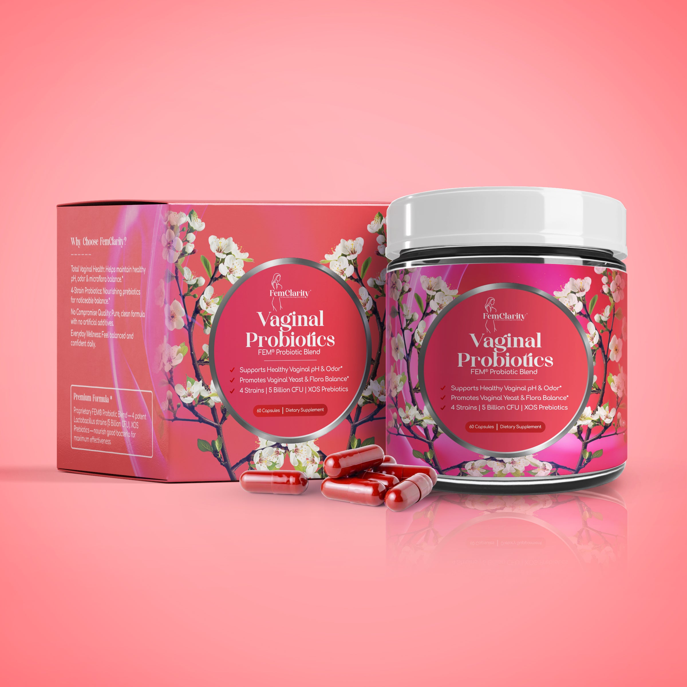 FemClarity vaginal probiotics for women
Vaginal probiotic supplement for pH balance
Lactobacillus probiotic formula for feminine wellness