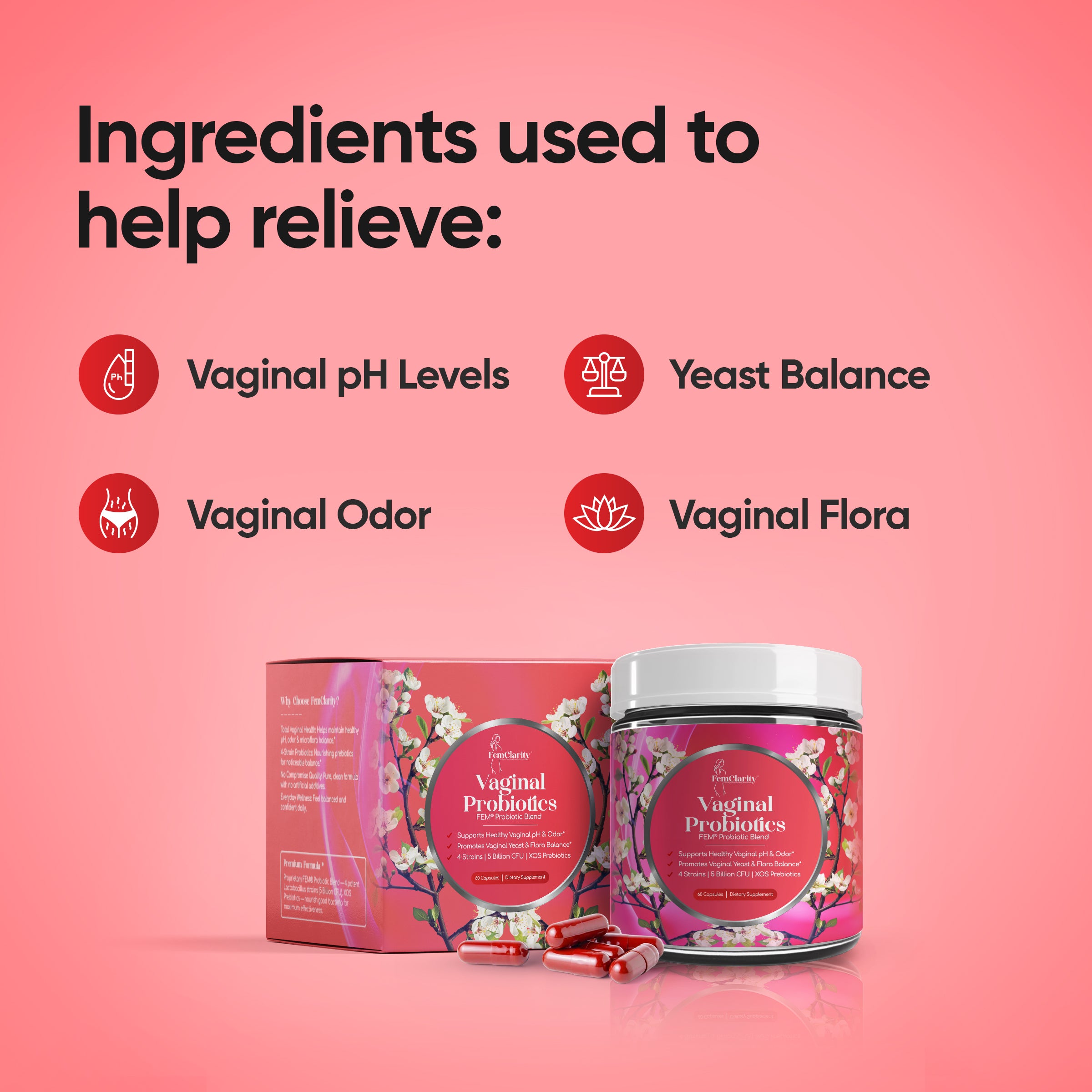 FemClarity vaginal probiotics for women
Vaginal probiotic supplement for pH balance
Lactobacillus probiotic formula for feminine wellness